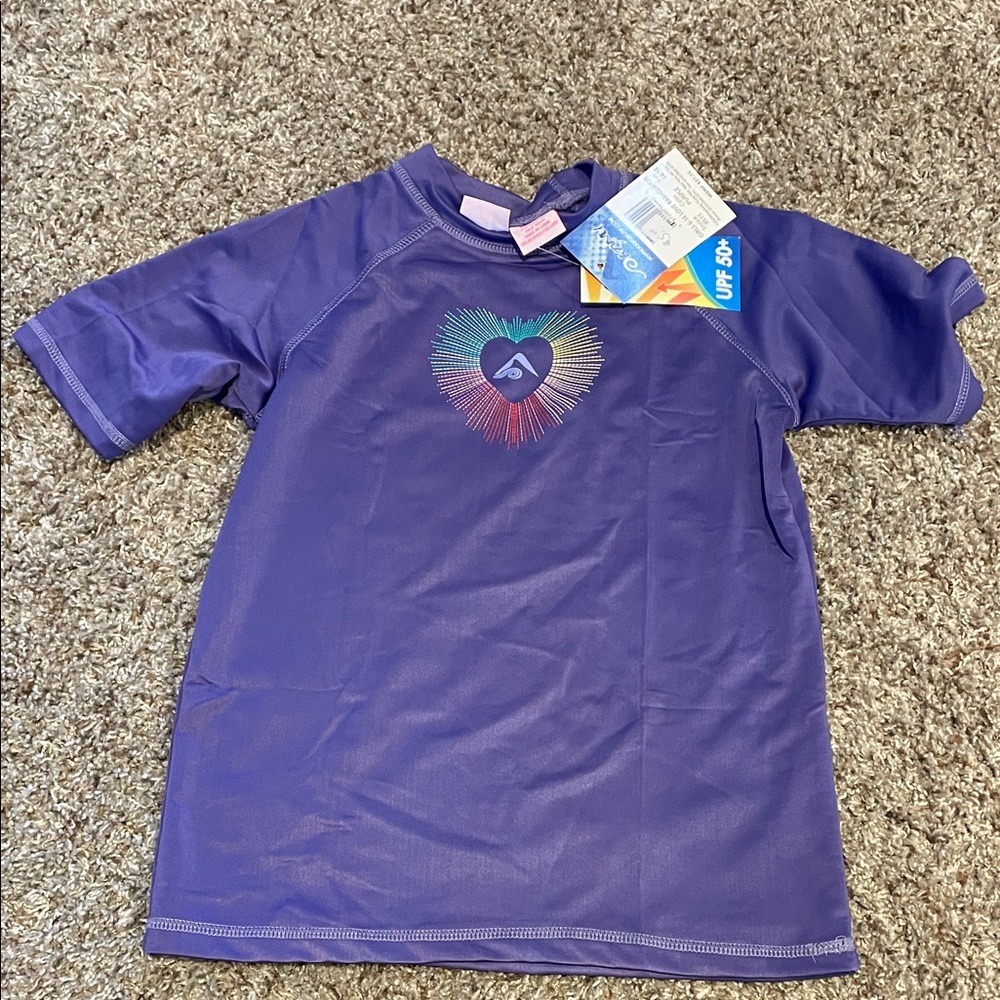 Kids Purple Swim Shirt with Heart Design